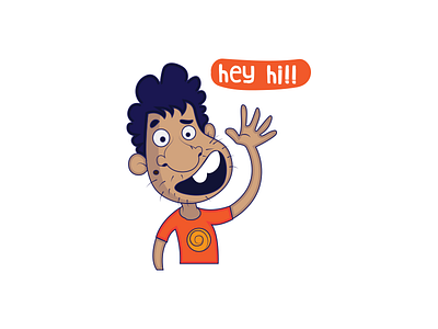 Hey Hi!! Cartoon Sticker