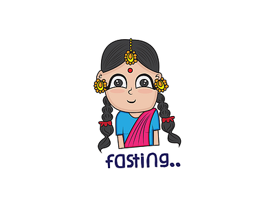 Girl Fasting Sticker cartoon stickers chat stickers girl cartoon indian cartoon indian stickers