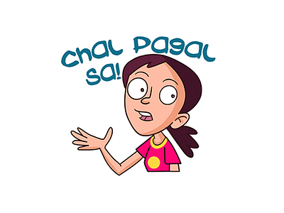 Chal Pagal Sa Sticker cartoon stickers chat stickers girl cartoon girl sticker indian cartoon indian stickers