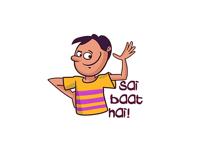 Sai Baat Hai - Man Sticker cartoon stickers character stickers chat stickers funny indian cartoon indian stickers man cartoon