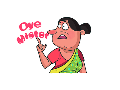 Indian Woman Say Oye Mister - Sticker Design