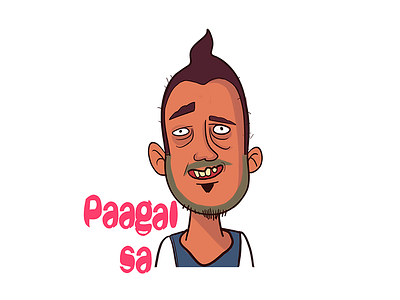 Paagal Sa Hindi Text Sticker Design cartoon design cartoon stickers chat stickers freelance design funny indian cartoon indiancartoon indianstickers man man cartoon stickerart