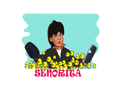 Senorita Sticker Design actor cartoon stickers design funny illustration indianstickers typography ui vector