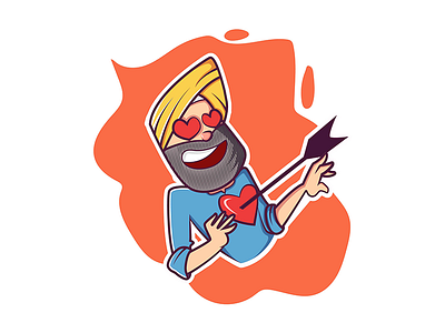 Punjabi Man In Love Stuck cartoon cartoon stickers character sticker chat stickers chatstickers funny illustration indian cartoon indian stickers indianstickers man cartoon stickerart stickers