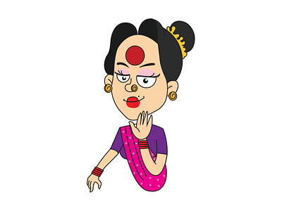 Indian Woman Sticker Design cartoon stickers chat stickers design funny illustration indian cartoon indianstickers stickerart stickers woman