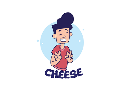 Boy Saying Cheese Sticker Design