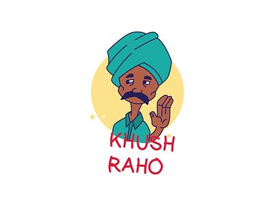 Khush Raho Hindi Text Sticker Design cartoon stickers chat stickers chatstickers design funny illustration indian cartoon indian stickers man cartoon stickerart