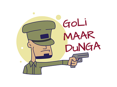 Goli Maar Dunga Hindi Text Sticker Design cartoon stickers chat stickers design illustration indian cartoon indian stickers man cartoon stickerart stickers