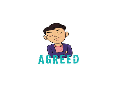 Boy With Agreed Text Sticker Design