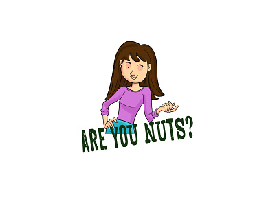 Cute Girl Saying Are You Nuts Text Sticker Design cartoon stickers character sticker chat stickers design funny girl illustration indian cartoon indianstickers stickers