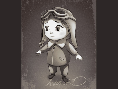 Aviator art aviator cartoon character character cartoon children concept design digital 2d digital art fantasy illustration little girl sketch