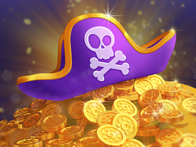 Pirate treasures art cartoon coins digital 2d digital art fantasy icon illustration mobile game pirate poster treasures