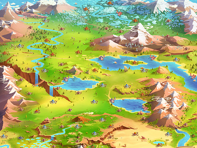 Game map art concept art design digital 2d digital art environment fantasy game illustration isometric art map mobile games