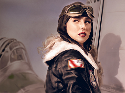 Female pilot art digital 2d digital art illustration portrait art