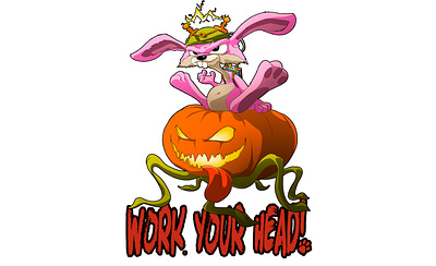 Work Your Head! art cartoon character character design creature design digital 2d digital art fantasy illustration poster print slogan