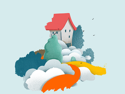 My Home clean clouds colour contrast design house housing illustration illustrator natural nature nature illustration simple vector