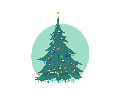 Merry Christmas! candel christmas christmastree clean contrast design illustration illustrator light lights presents simple sketch