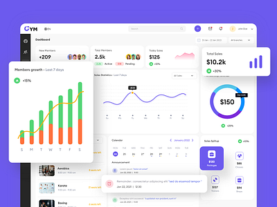 Dashboard - Gym Admin app branding dashboard graphic design gym gymapp icon illustration sales ui ux