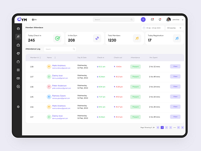 Member Attendance app attendance branding check in check out design gym in logo member out ui ux