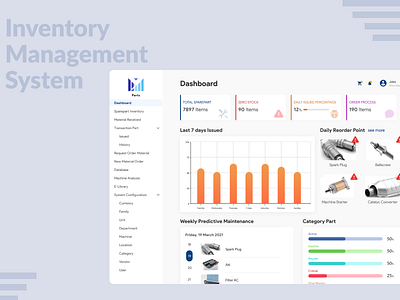 Inventory Management System application clean dashboard design flat inventory management landing page management system portofolio ui ux web website website design