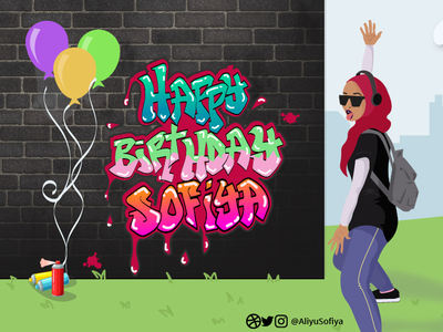 My Birthday birthday graffiti hijabi nigeria vector