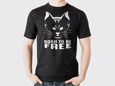 BORN TO BE FREE - T-SHIRT banding design bbaria design born to be free born to be free t shirt brahmanbaria design cat design cat t shirt design t shirt design