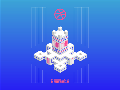 Dribbble Temple dribbble gradient illustration isometric pyramid