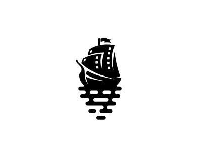 sail boat for the film production brand boat logo mark milash sail symbol water wave