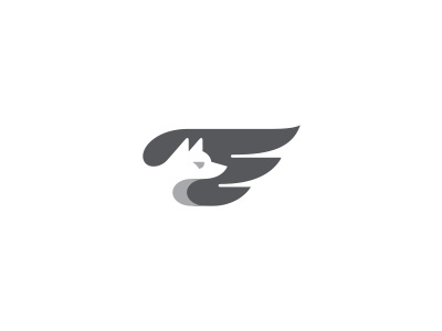 Neg Fox With Wings design fox identity illustration logo logotype mark negative space symbol