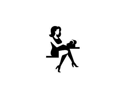 A Typist design girl identity illustration logo logotype mark negative sexy space symbol women