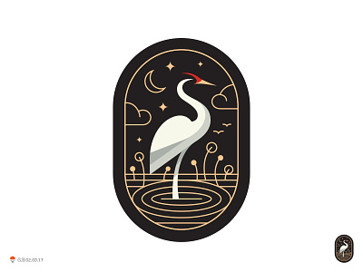 Crane Capsul bird identity logo mark stork symbol
