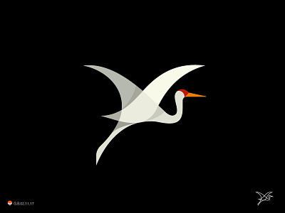 crane in flight bird identity logo mark symbol