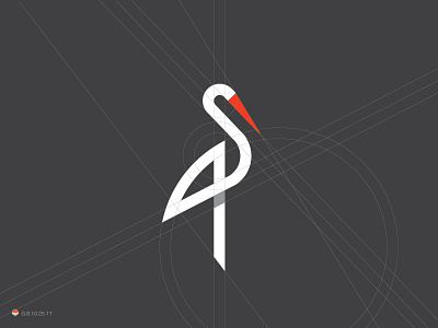 Stork Refined* bird identity logo logotype mark stork symbol