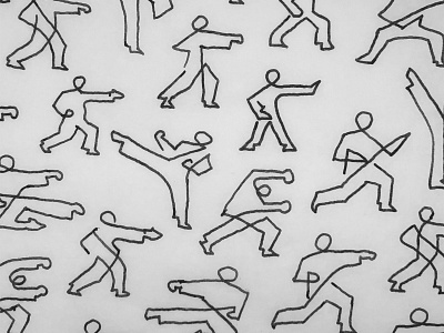 Karate moves line logo pictograms