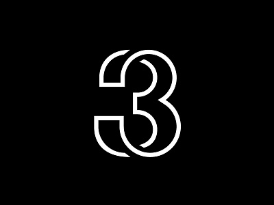 Three logo mark number symbol three typography