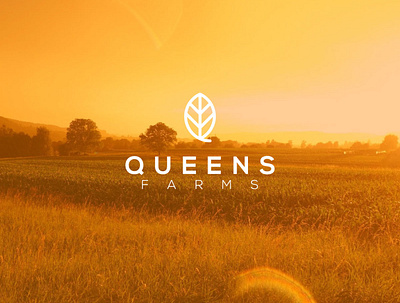 Queens Farms agriculture logo branding farm farms icon logo logo design orange queen vector