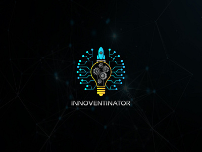 TECHNOLOGY LOGO- Innoventinator branding crypto logo emblem logo creative round gear icon innovate innovation logo design rocket tech tech logo technology technology logo
