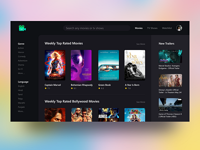 Movie rating website UI concept clean app design dailyui design india minimal movie rating ui uipractice website concept