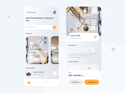 Home Rent App UI Design Concept android design app design app ui design graphic design home rent home rental app interface design ios mobile mobile design product product design rent rent app rental app ui design ui design concept user interface ux design visual design