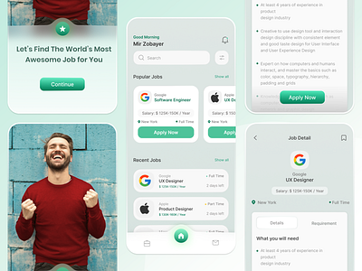 Job Finder Mobile App Design android design app design app interface application design find job finder graphic design interface design ios app design job job app job finder job search mir zobayer mobile mobile design product design ui design uiux