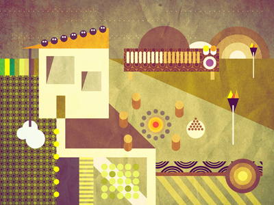 Autumn illustration autumn geometric house illustration pattern texture vintage