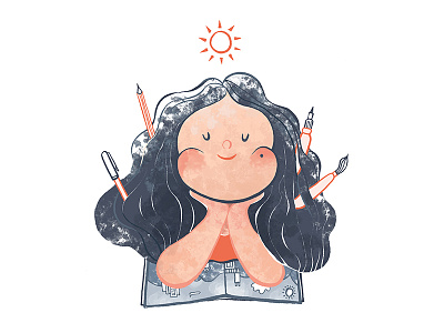 1st Shot first first post girl happy illustration illustrator kid paint sun wavey hair