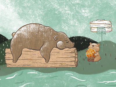 2nd Shot baby ball basketball bear cute illustration resting tired