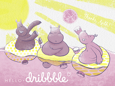 Hello Dribbble dribbble first first shot hello hello dribbble illustration invite new thanks