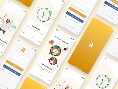 RECIPE - Onboarding screens app app design application design login monkeystiks new onboarding portfolio recipe screen sign up ui ux