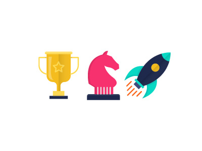 Business Icons business cup flat icons rocket simple strategy trophy