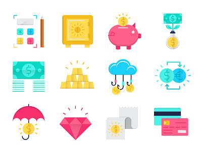 Banking Flat Icons banking business creative design finance flat icons illustration set simple ui vector