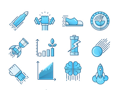 Performance Blue Icons Set blue boost brain bullet chart energy fast fast piggy bank growth horse icons increase mental performance meteor mind performance power rocket shooting star thinking