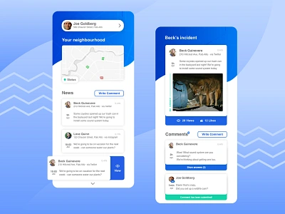 Neighbourhood Social Media App app feed interactive map map mockup neighbor neighborhood neighbors neighbourhood post twitter twitter app ui ux you