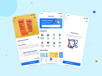 Pharmacy delivery app app beauty blue colors design health home icon illustration ios iphone iphone12 minimal pharmacy typography ui ui design uidesign uiux ux